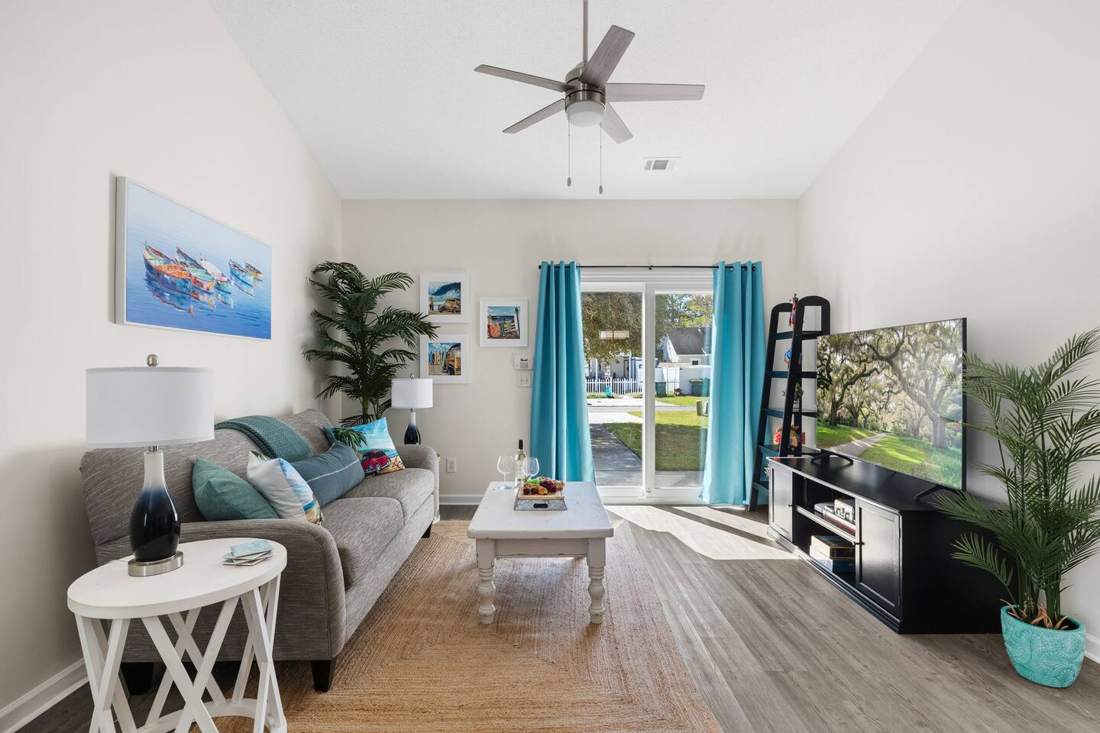 Living room with coastal decor