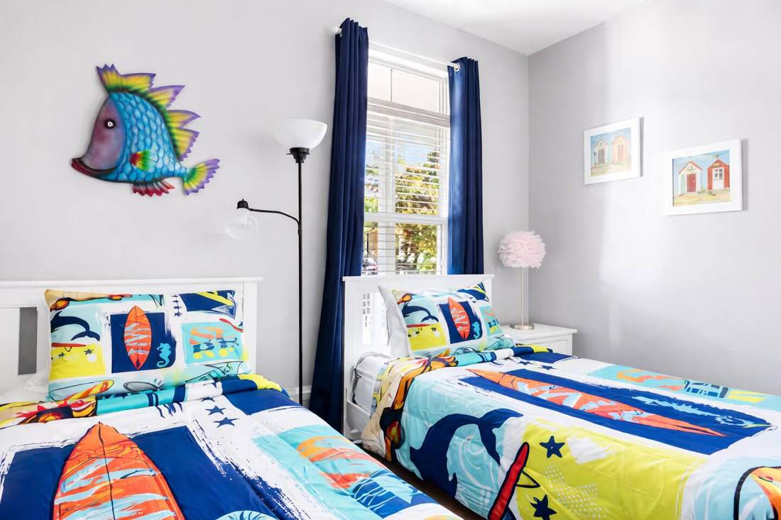 Twin beds in the kids room